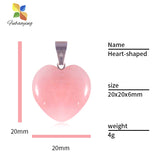 30pcs 20mm Natural Stone Heart Pendant Pink Crystal DIY Necklace Charm