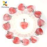 30pcs 20mm Natural Stone Heart Pendant Pink Crystal DIY Necklace Charm