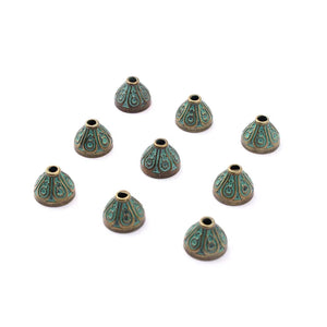 30pcs Patina Verdigris Embossed Swirl Tassel Cap Beads Cap