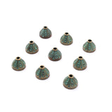30pcs Patina Verdigris Embossed Swirl Tassel Cap Beads Cap