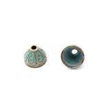 30pcs Patina Verdigris Embossed Swirl Tassel Cap Beads Cap