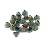 30pcs Patina Verdigris Embossed Swirl Tassel Cap Beads Cap