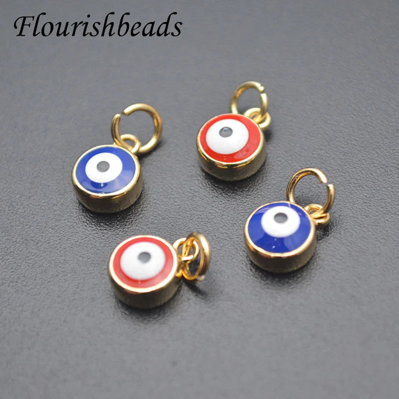 30pcs 7x9mm Nickel Royal Red Evil Eye Charms for Diy Jewelry