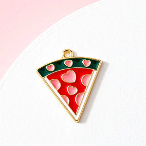 30pcs Pizza Enamel Charms Zinc Alloy Fries Pendant Jewelry