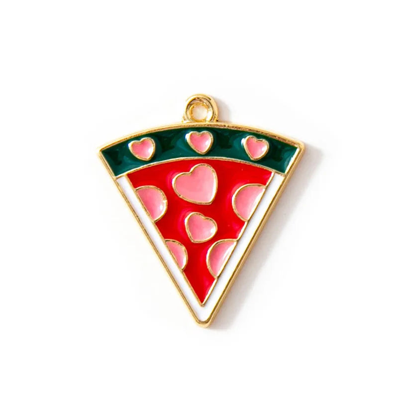 30pcs Pizza Enamel Charms Zinc Alloy Fries Pendant Jewelry