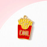 30pcs Pizza Enamel Charms Zinc Alloy Fries Pendant Jewelry