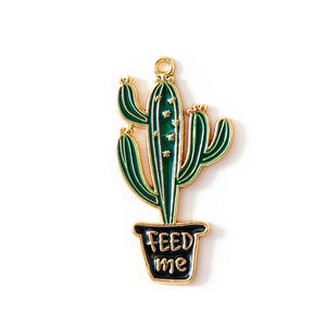 30pcs Cactus Enamel DIY Charm for Jewelry Making - Earring Pendant Bracelet