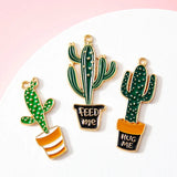 30pcs Cactus Enamel DIY Charm for Jewelry Making - Earring Pendant Bracelet