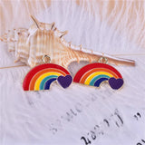 30pcs Rainbow Heart Shape Charms Enamel Bracelet DIY Accessories