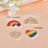 30pcs Rainbow Heart Shape Charms Enamel Bracelet DIY Accessories