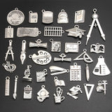 30pcs Random Mix Silver Book Bachelor Cup Pen Charms Pendant Making School Suppl