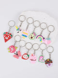 30pcs Random PVC Animal Fruit Plant Keychain Assorted Key Ring Party Favors