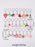 30pcs Random PVC Animal Fruit Plant Keychain Assorted Key Ring Party Favors