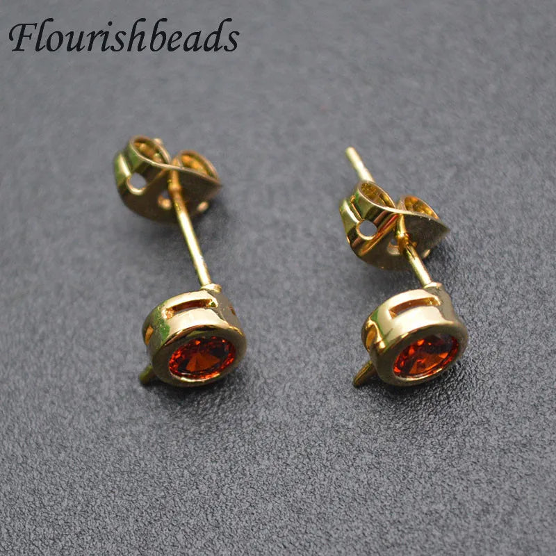30pcs CZ Paved Ear Studs Anti-rust Metal Ear Wire DIY Earrings