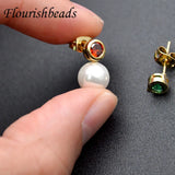30pcs CZ Paved Ear Studs Anti-rust Metal Ear Wire DIY Earrings