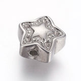 30pcs Retro Europe Star Beads 304 Stainless Steel Beads for DIY Jewelry Making