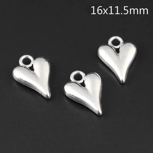 30pcs Double Sided Blank Heart Charms Love Pendant for DIY Jewelry Making