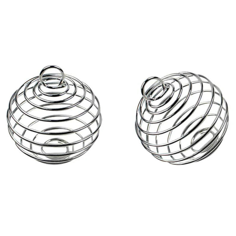 30pcs Silver Spiral Bead Cages Pendants for Jewelry Making
