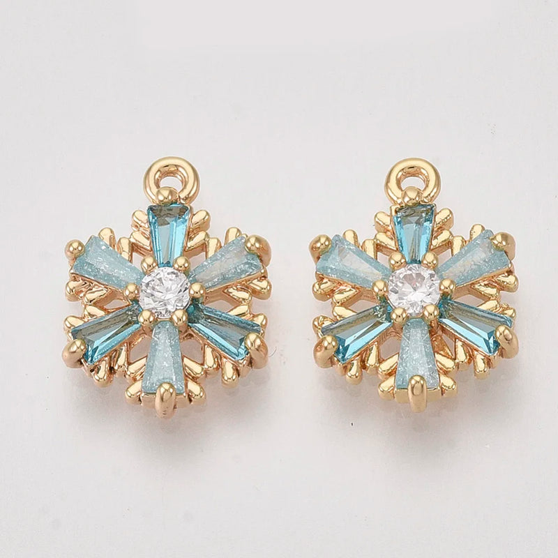 30pcs Snowflake CZ Charms Pale Turquoise DIY Jewelry Making