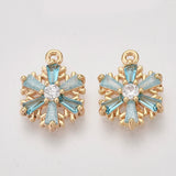 30pcs Snowflake CZ Charms Pale Turquoise DIY Jewelry Making