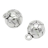 30pcs Soccer Ball Charms Antique Tibetan Silver 3D Football Charm Pendant