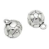 30pcs Soccer Ball Charms Antique Tibetan Silver 3D Football Charm Pendant