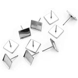 30pcs Stainless Steel Square Earring Studs Blank/Base for DIY Jewelry Making