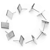 30pcs Stainless Steel Square Earring Studs Blank/Base for DIY Jewelry Making