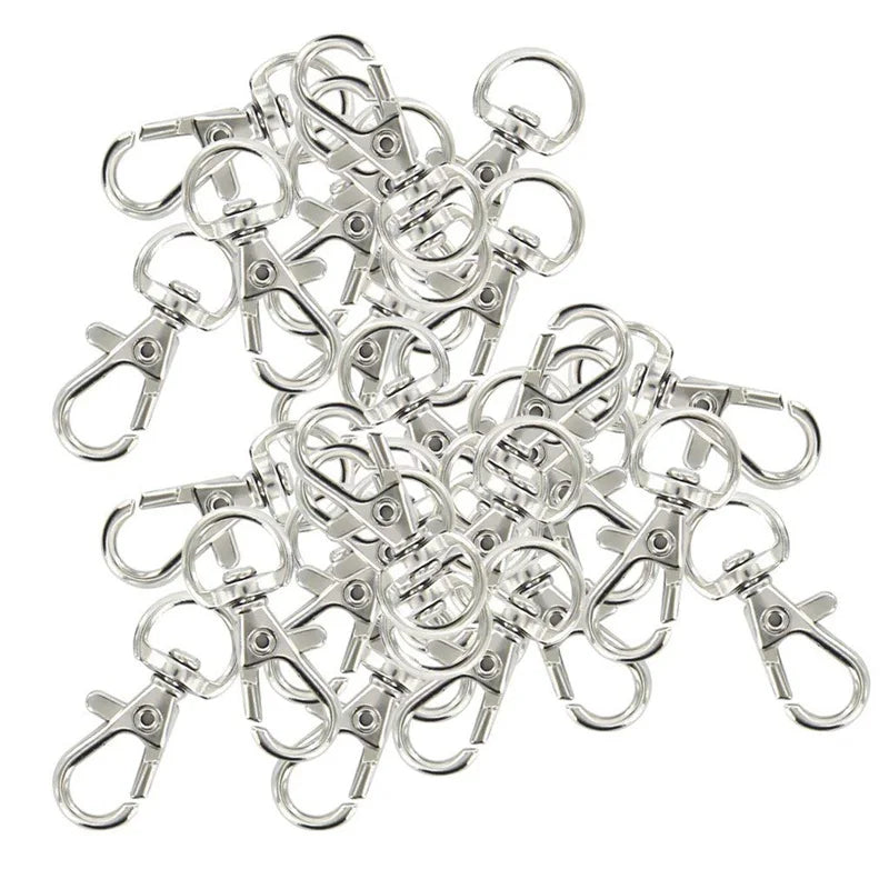 30pcs Swivel Carabiners Keychain Silver Accessories