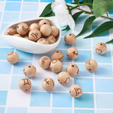 30pcs Constellations Beech Wooden Beads for Bracelet Making