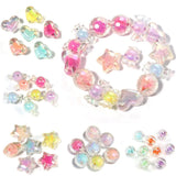 30pcs UV Plating Acrylic Beads Heart Star DIY Bracelet Necklace Hair Tie