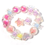 30pcs UV Plating Acrylic Beads Heart Star DIY Bracelet Necklace Hair Tie