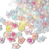 30pcs UV Plating Acrylic Beads Heart Star DIY Bracelet Necklace Hair Tie