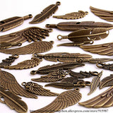 30pcs Vintage Bronze Metal Small Wings & Feather Charms for Jewelry Making Diy