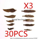 30pcs Vintage Bronze Metal Small Wings & Feather Charms for Jewelry Making Diy