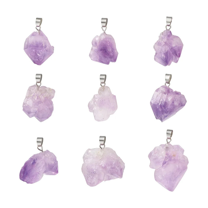 30pcs Amethysts Irregular Shape Pendants for Jewelry Making
