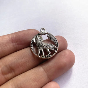 30pcs Wolf Feather Charms Tibetan Silver Pendant Necklace Findings