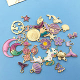 30pcs Zinc Alloy Enamel Purple Moon Star Charms for DIY Jewelry
