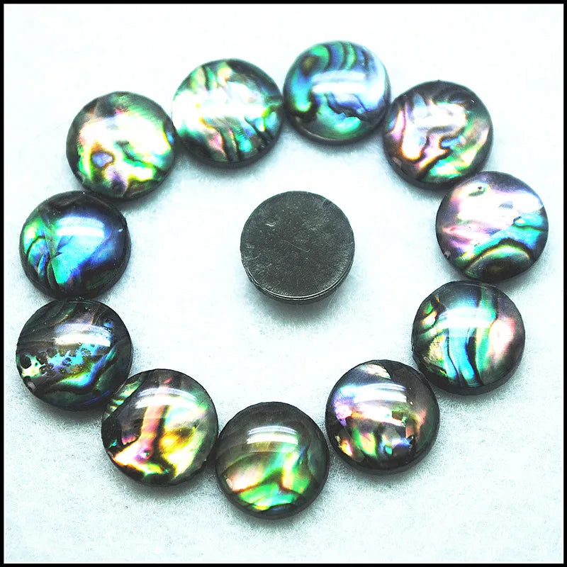 30pcs Abalone Shell Cabochons Round Shape 6mm 8mm 10mm DIY Jewelry Making