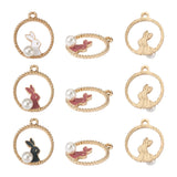 30pcs Enamel Pendant Pearl Beads Rabbit Charms for Jewelry Making