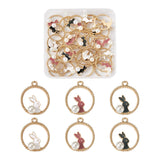 30pcs Enamel Pendant Pearl Beads Rabbit Charms for Jewelry Making