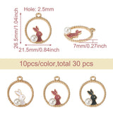 30pcs Enamel Pendant Pearl Beads Rabbit Charms for Jewelry Making