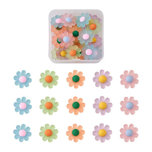 30pcs Daisy Flowers Resin Frosted Cabochons DIY Earrings Bobby Pin Accessories