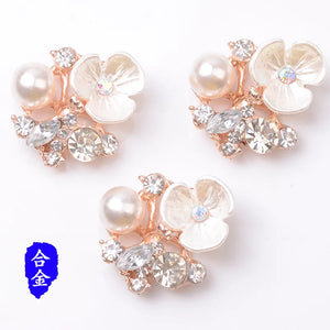 30pcs Alloy Rhinestone Leaf Flower Charm Pendant for Wedding Jewelry Making
