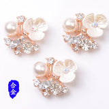 30pcs Alloy Rhinestone Leaf Flower Charm Pendant for Wedding Jewelry Making