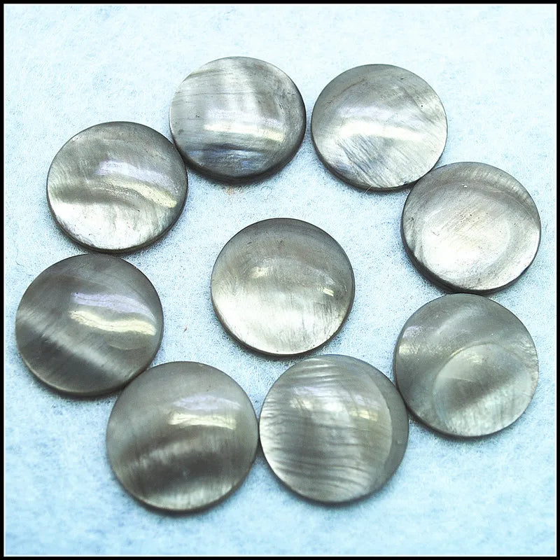 30pcs Grey Shell Beads Cabochons 20mm Round Shape DIY Mother of Pearl Mosaic