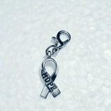 30pcs Hope Awareness Ribbon Charm Dangle Bead Charm With Lobster Clasp