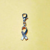 30pcs Hope Awareness Ribbon Charm Dangle Bead Charm With Lobster Clasp