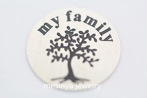30pcs Stainless Steel Family Tree Plate for 30mm Floating Charm Locket