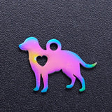 30pcs Stainless Steel Paw Love Cat Print Charms With Rainbow Plated for Necklace